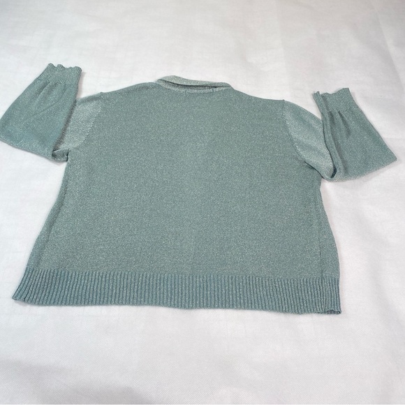 Verve Shiny Green Cropped Sweater Size S - Picture 2 of 6